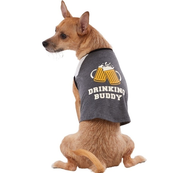 Top Paw Drinking Buddy Beer Graphic Dog Tee L - Picture 5 of 8